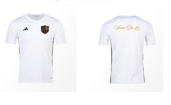 Front and back of the white Vasco Da Lor Futsal jersey